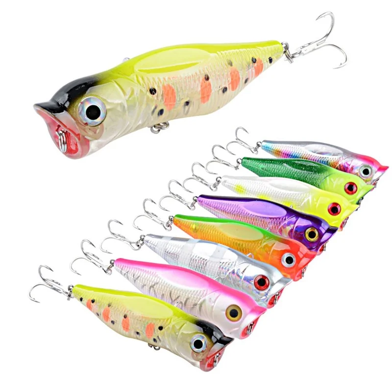 G52F 12cm 31.09g Artificial Plastic Popper Bait 3D Eyes Laser Fishing Lure with Hook - Style 1
