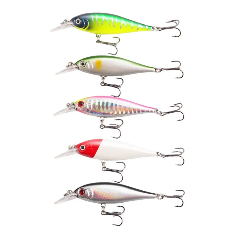 XY-35 Long Tongue ABS Hard Bionic Fish Bait Double Hook Lifelike Minnow Fishing Lure - Green