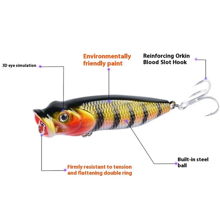 G36F 6.8cm 6.57g Fishing Lure Built-In Steel Balls Lifelike 3D Eyes Plastic Hard Bait with Hook - Style 6