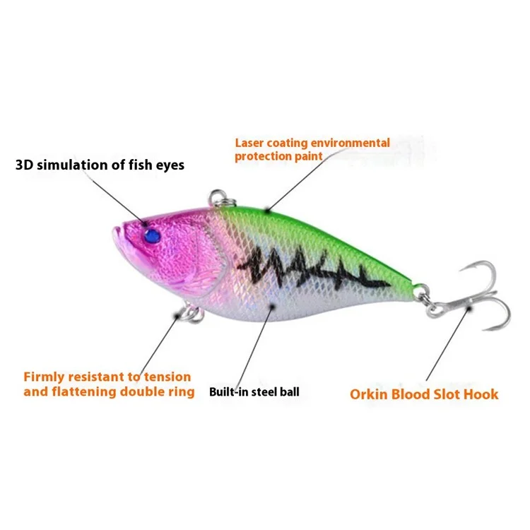 G23F 7cm 11.55g VIB Fishing Приманка Встроенные Стальные Шарики - Стиль 8