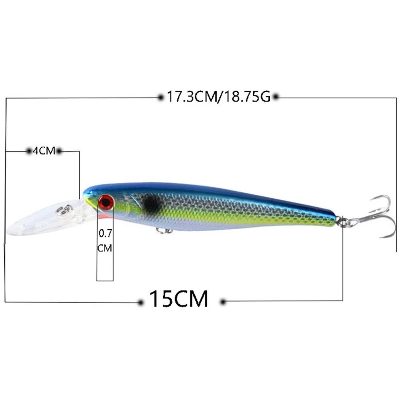 N02F 15cm 18.75g 3D Eyes Fishing Hard Bait Long Tongue Plate Artificial Lure with Treble Hooks - Style 7
