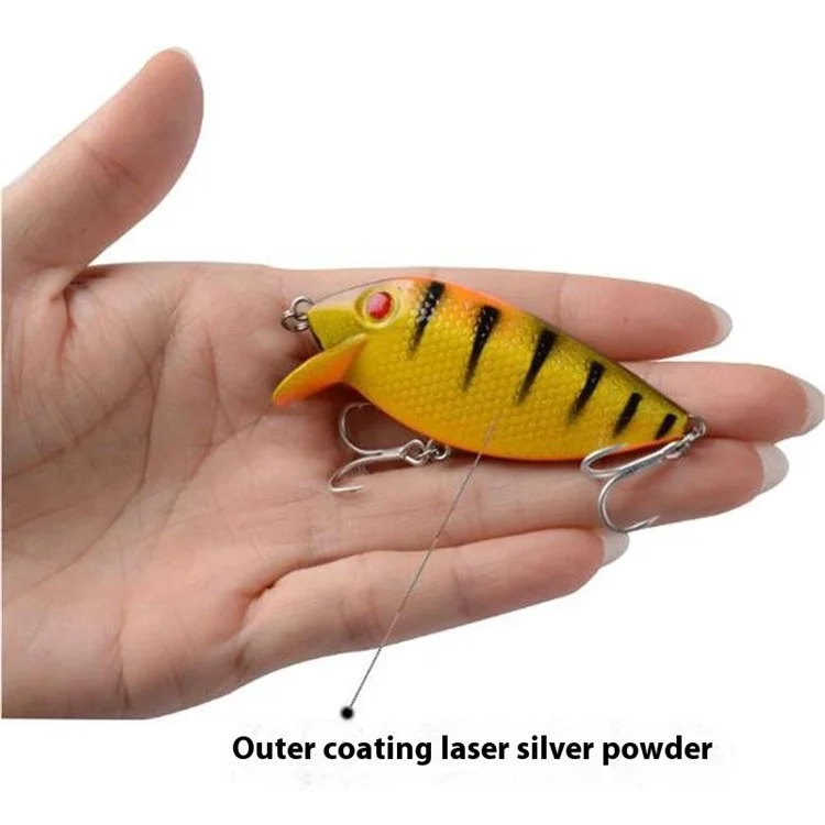 N17F 7cm 6.52g Built-In Steel Balls Topwater Fishing Bait Laser Coated Floating Lure with Treble Hooks - Style 1