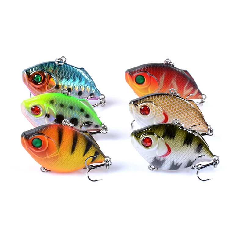CH52 4,4cm 8.6g VIB Fishing Lure 3D Olhos Plástica Isca de Vibração Com Ganchos Agudos - Estilo 1