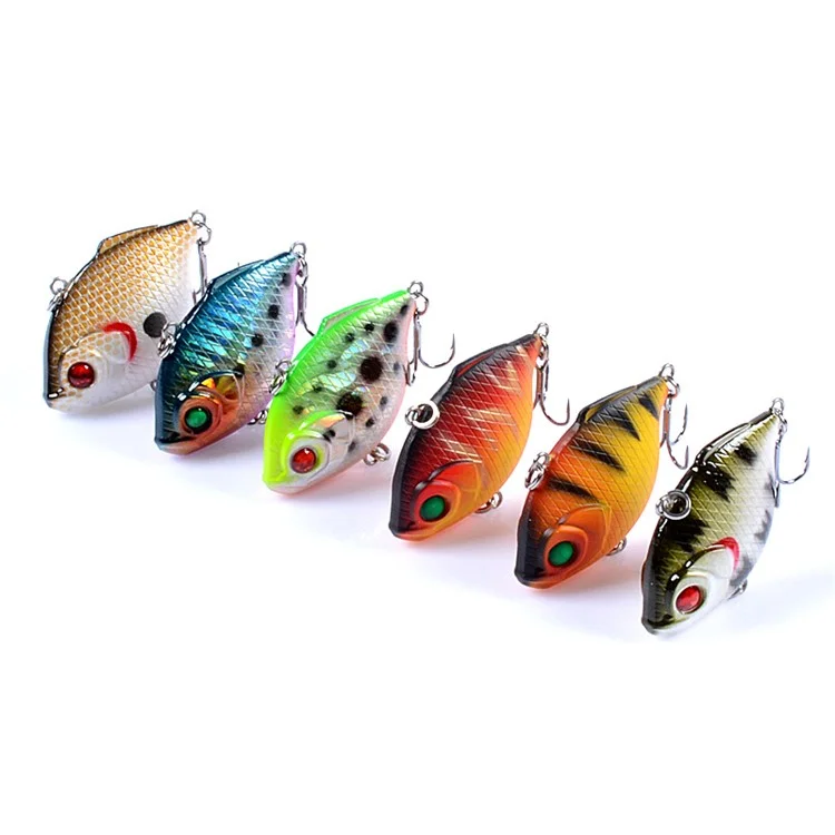 CH52 4,4cm 8.6g VIB Fishing Lure 3D Olhos Plástica Isca de Vibração Com Ganchos Agudos - Estilo 1