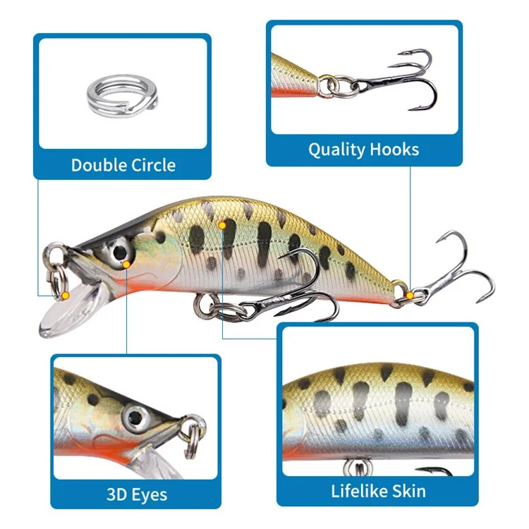 XY-613 Двойной крючок 3D глаза Натуралистичная приманка Minnow Fishing Lure Laser ABS Hard Bionic Fish Bait - Черная точка + Желтый