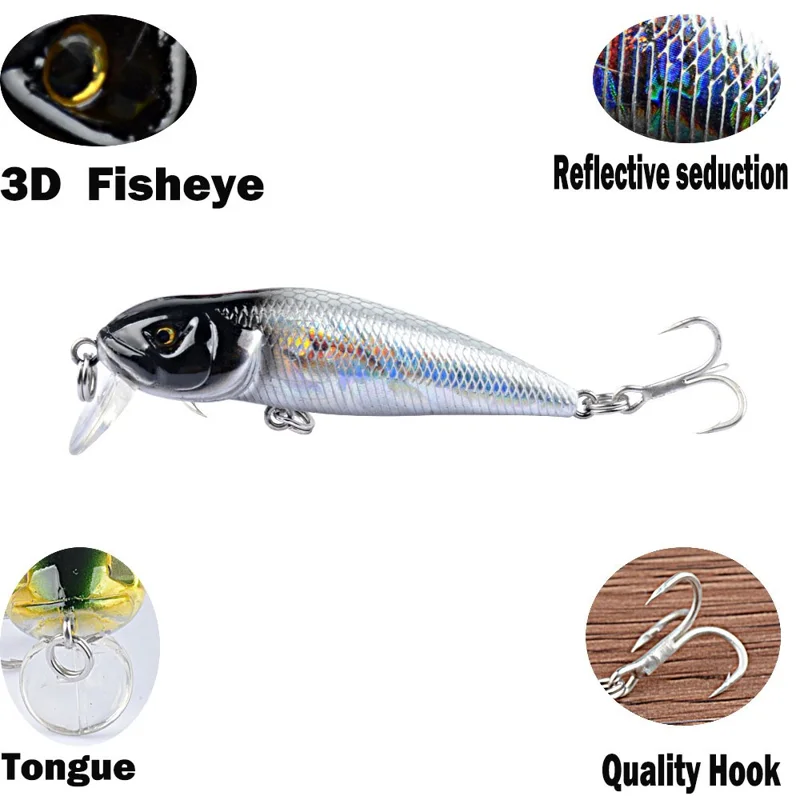 G31F 7.1cm 8g Fishing Lure Reflective Seduction 3D Eyes Plastic Hard Bait with Hook - Style 3