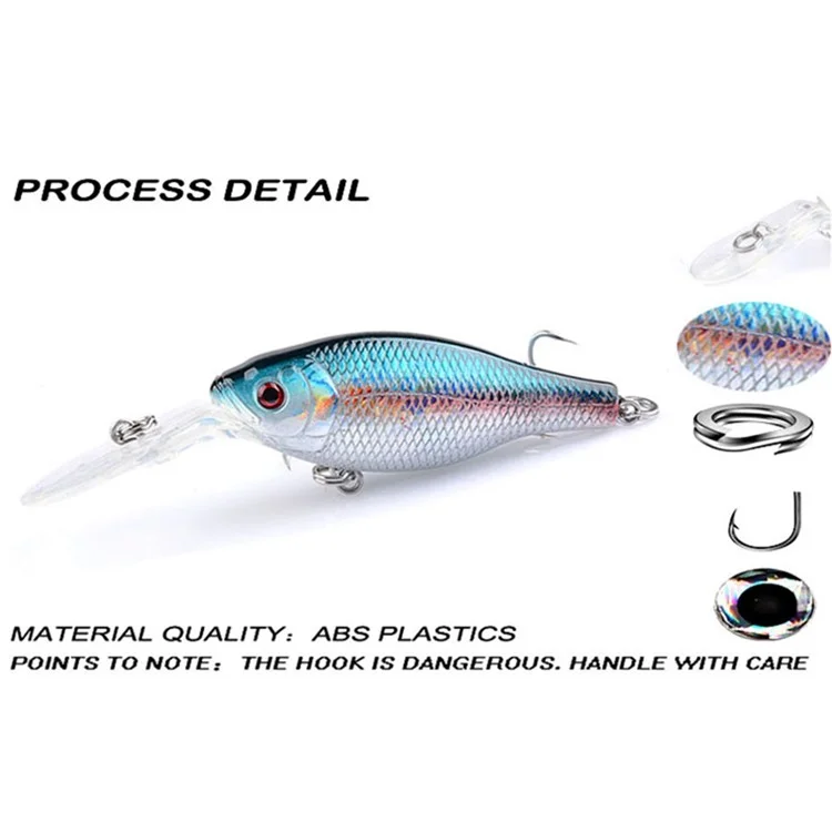 G18D Cebo artificial de pesca con crankbait de 8,9 cm y 8 g, con placa de lengua larga y plástico - Estilo 7