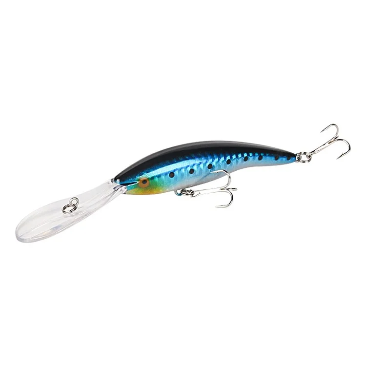 XY-616 15.8cm 14.5g Long Tongue Plate Fishing Lure Double Hook Floating Artificial Bait - Black+Blue