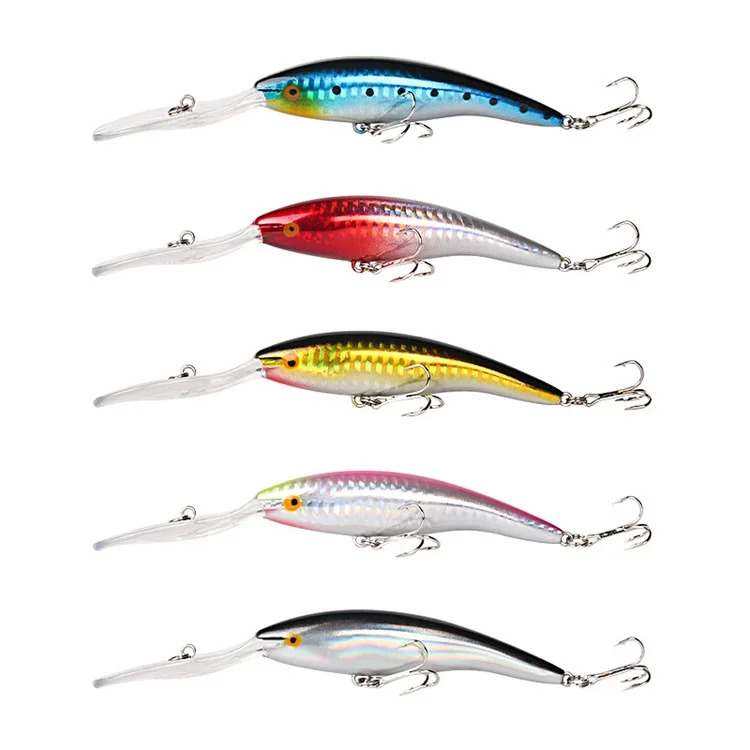 XY-616 15.8cm 14.5g Long Tongue Plate Fishing Lure Double Hook Floating Artificial Bait - Black+Blue
