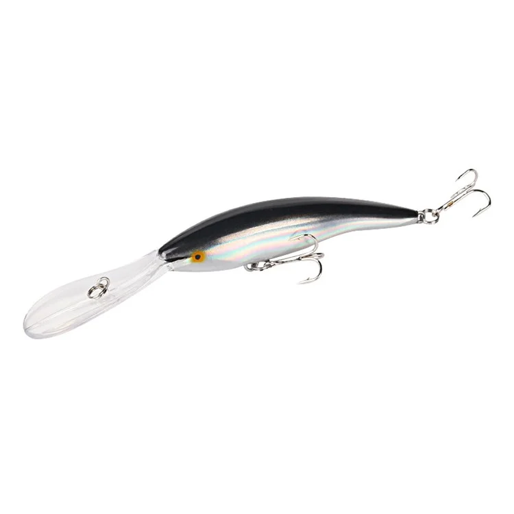 XY-616 15.8cm 14.5g Long Tongue Plate Fishing Lure Double Hook Floating Artificial Bait - Black+Silver
