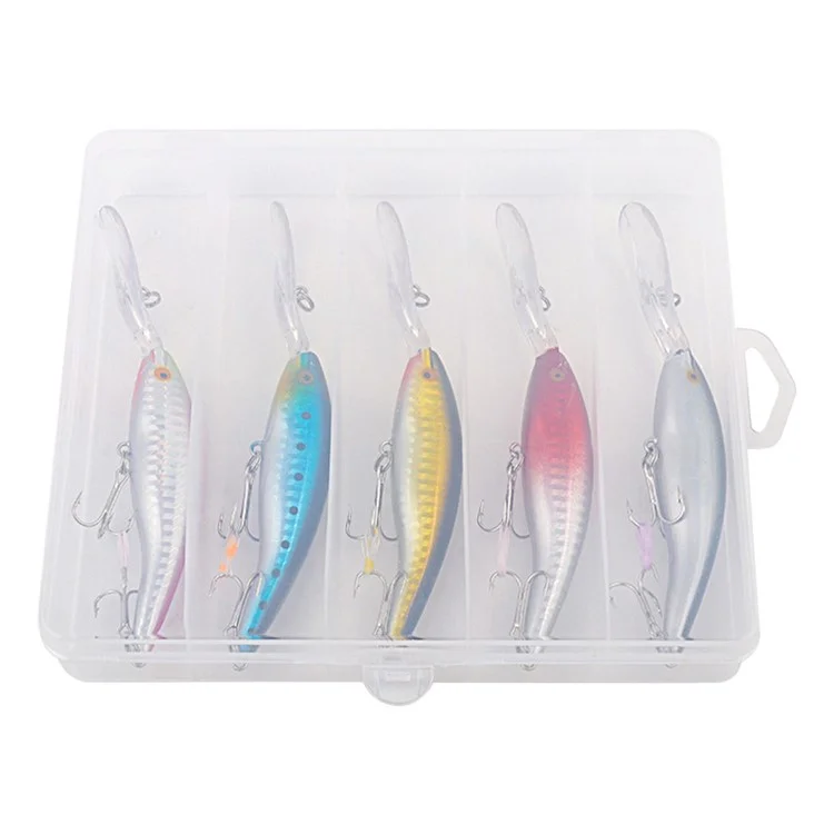 XY-616 15.8cm 14.5g Long Tongue Plate Fishing Lure Double Hook Floating Artificial Bait - Black+Silver
