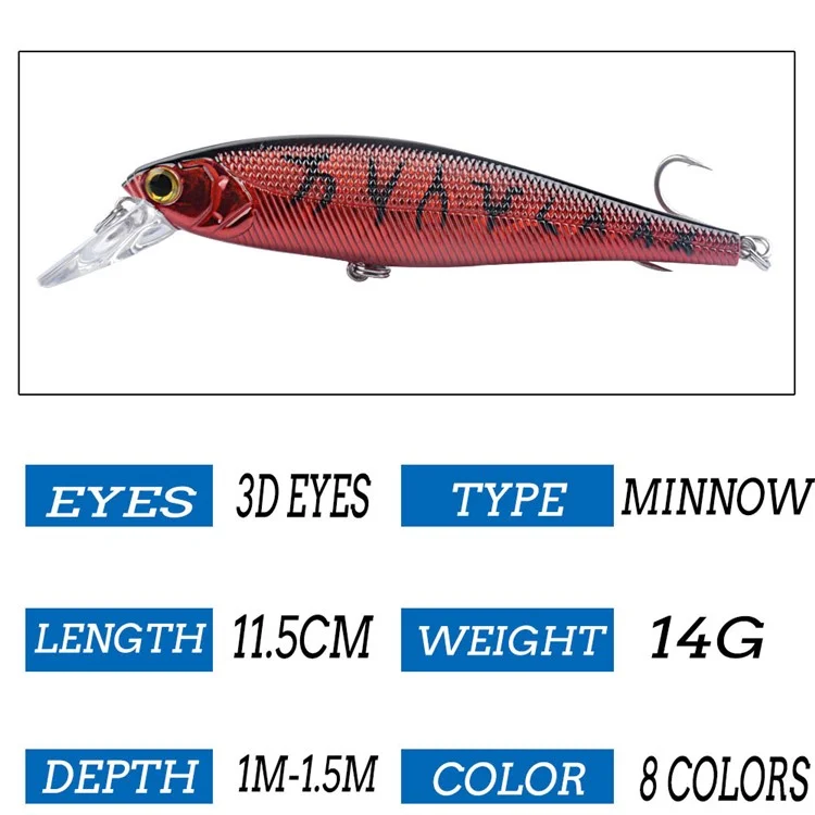 Leurre flottant G51D de 11,5 cm et 14 g pour la pêche en eau douce et en eau salée - Style 4
