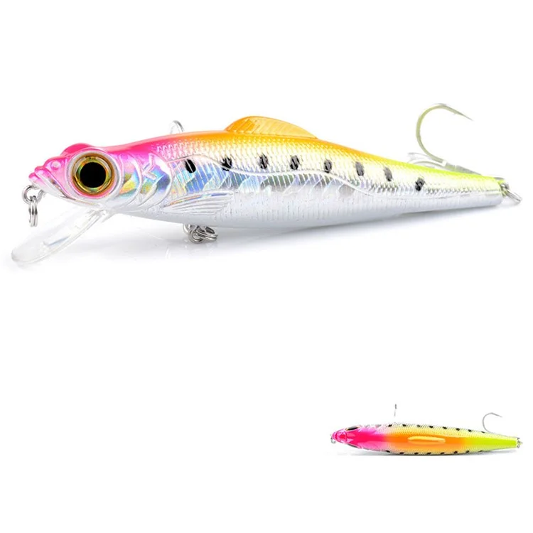 N16D Electroplated Minnow Lure Long Casting 3D Eyes Plastic Fishing Bait with Sharp Hooks - Style 3