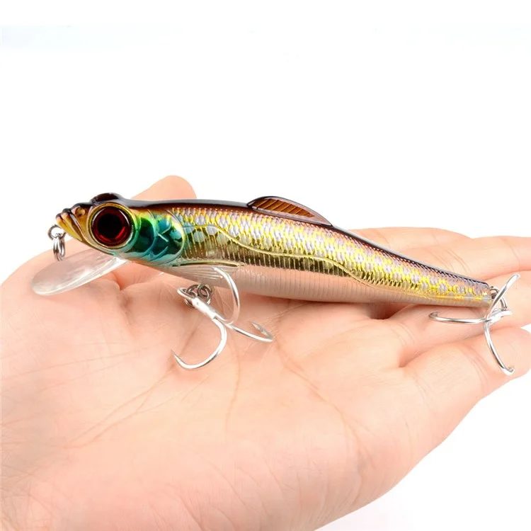 N16D Electroplated Minnow Lure Long Casting 3D Eyes Plastic Fishing Bait with Sharp Hooks - Style 3