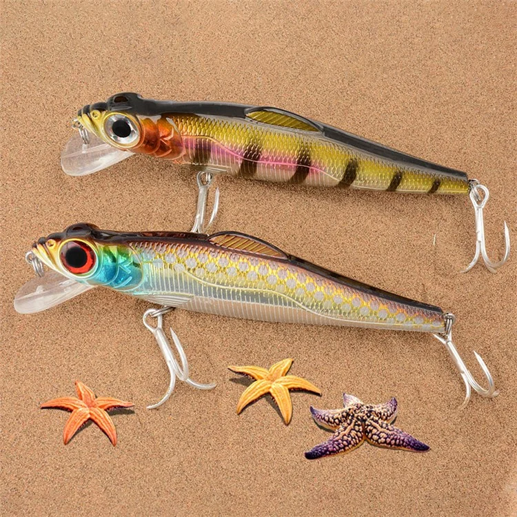 N16D Electroplated Minnow Lure Long Casting 3D Eyes Plastic Fishing Bait with Sharp Hooks - Style 3