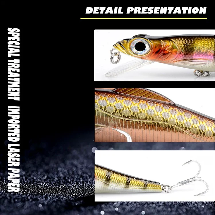 N16D Electroplated Minnow Lure Long Casting 3D Eyes Plastic Fishing Bait with Sharp Hooks - Style 3