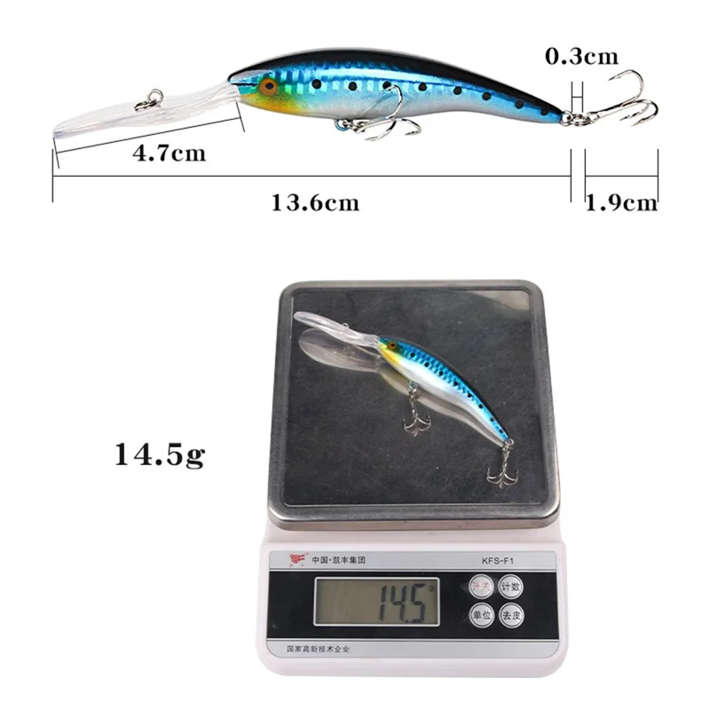 XY-616 5Pcs / Set 15.8cm 14.5g Fishing Lure Long Tongue Plate Floating Artificial Bait with Double Hook