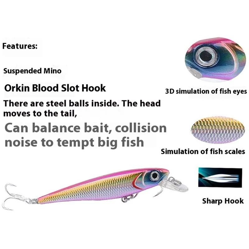 N03F 10.2cm 9g Plastic Fishing Lure Long Casting Lifelike 3D Eyes Floating Minnow Bait - Style 3
