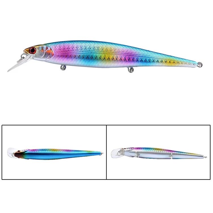 G30D 14cm 16g Realistic Floating Minnow Hard Bait 3D Eyes Fishing Lure with Hook, Size L - Style 1