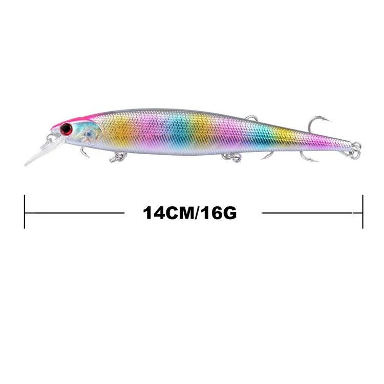 G30D 14cm 16g Realistic Floating Minnow Hard Bait 3D Eyes Fishing Lure with Hook, Size L - Style 1