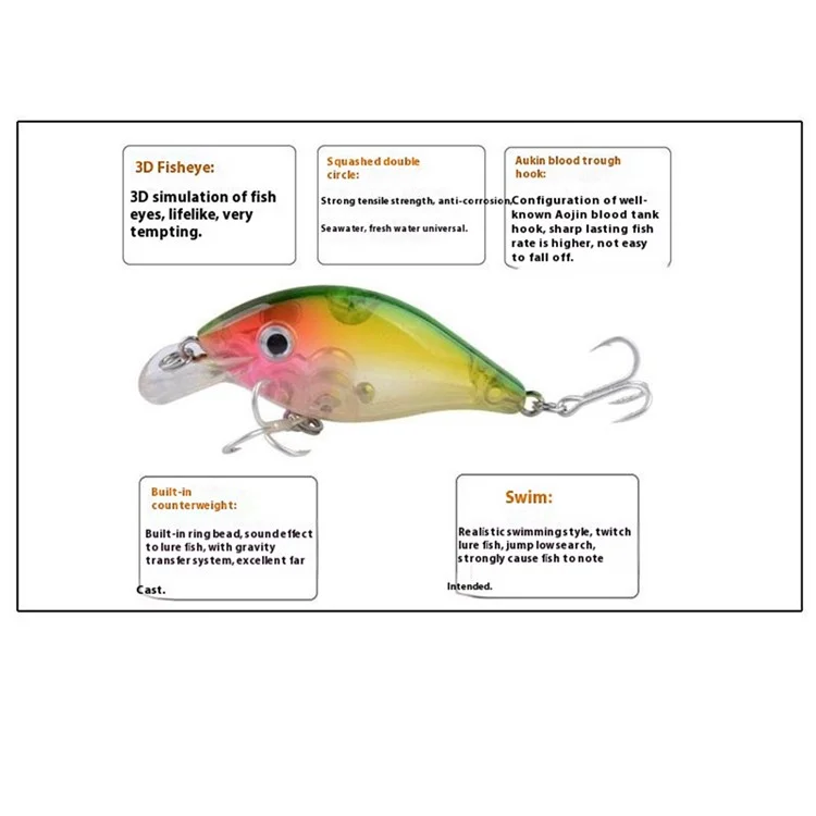 N06F 5.5cm 4g Artificial Lure 3D Eyes Plastic Bionic Fishing Bait with Built-In Balls - Style 5