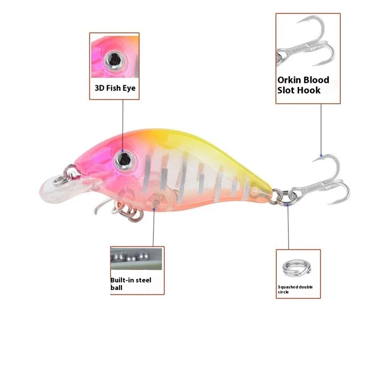 N06F 5.5cm 4g Artificial Lure 3D Eyes Plastic Bionic Fishing Bait with Built-In Balls - Style 5