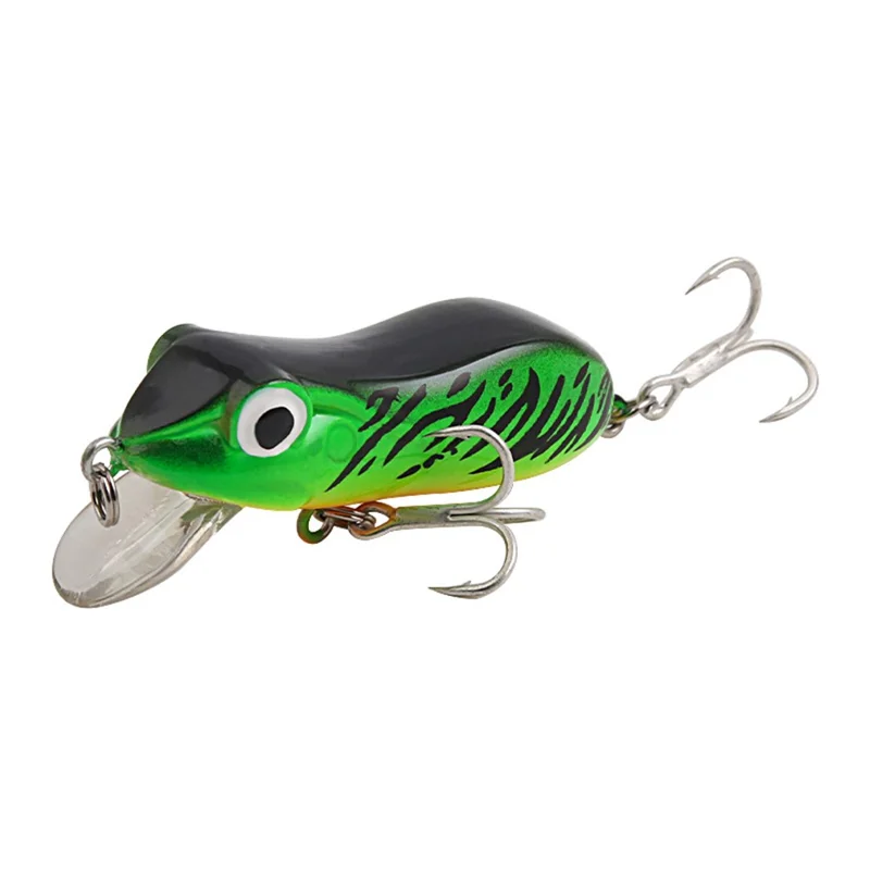XY-605 Dual Hooks Lifelike Frog Topwater Fishing Lure Hard ABS Frog Casting Tackle Bait - Grün