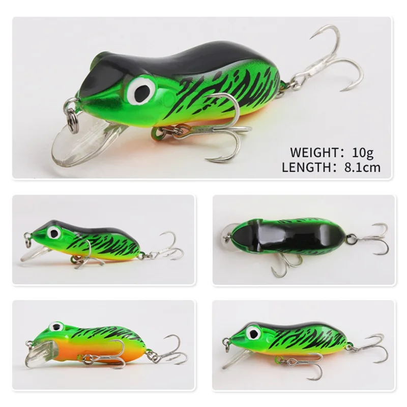 XY-605 Dual Hooks Lifelike Frog Topwater Fishing Lure Hard ABS Frog Casting Tackle Bait - Grün