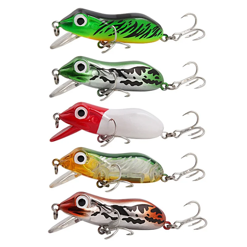 XY-605 Dual Hooks Lifelike Frog Topwater Fishing Lure Hard ABS Frog Casting Tackle Bait - Grün