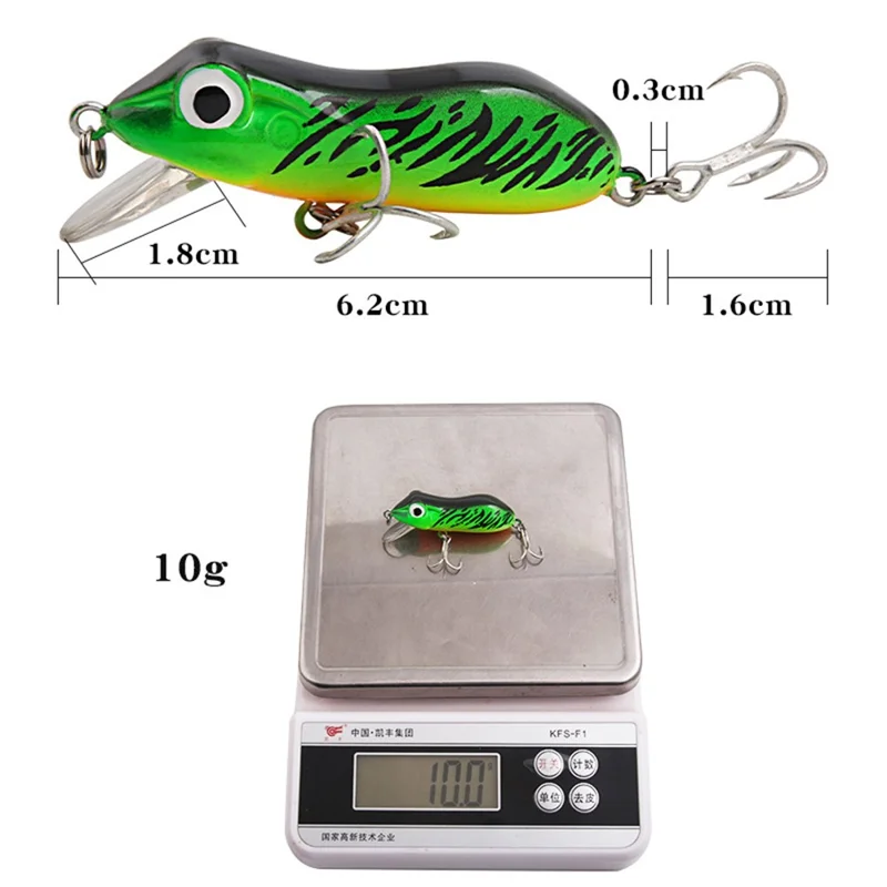 XY-605 Dual Hooks Lifelike Frog Topwater Fishing Lure Hard ABS Frog Casting Tackle Bait - Grün