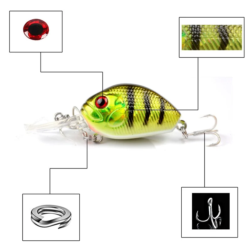 G39D 5.8cm 7g Simulated 3D Eyes Floating Lure Plastic Bait with Hook Fishing Tackle - Style 7