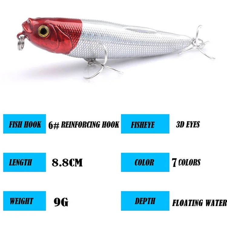G09D 8.8cm 9g Pencil Lure for Bass Fishing 3D Eyes Plastic Floating Hard Bait with Hook - Style 2