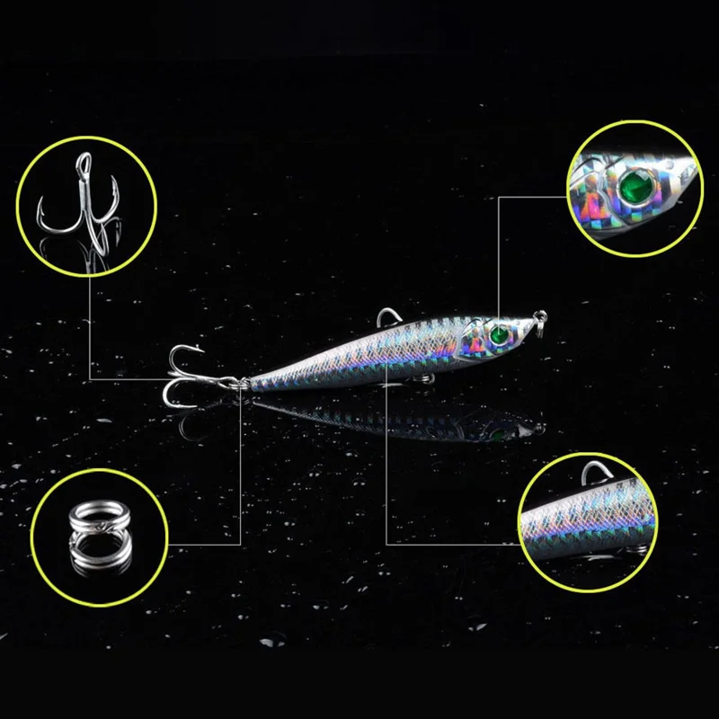 CH89 للصيد بالسمك المستخدم في الصيد 9.5 سم 21 غرام عيون ثلاثية الأبعاد طُعم غاطس على شكل قلم رصاص واقعي للإسقاط لمسافات طويلة - النمط 4