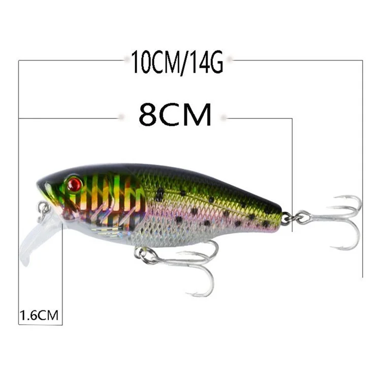 G07F Floating Minnow Lure 8cm 14g Bent Tongue Plate Hard Bait Bionic Plastic Fishing Lure with Hook - Style 1