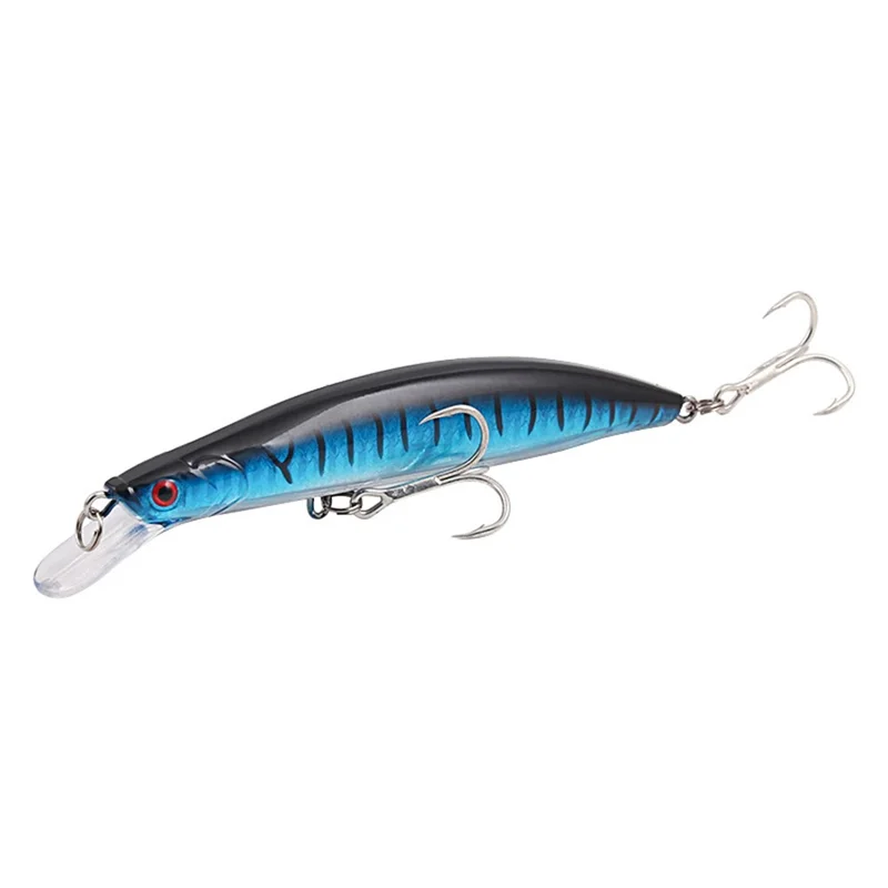 XY-614 Dual Hooks Life-like Fishing Lure Tackle Bait Hard ABS Sinking Minnow Crankbait - Stripes Blue