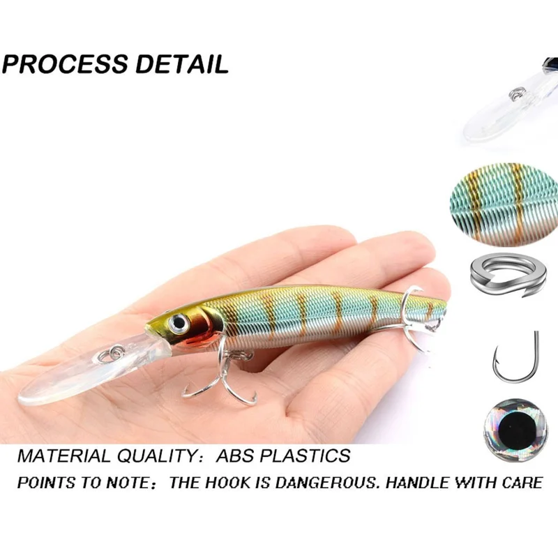 Esca da pesca con lingua lunga G17D, 12 cm, 11 g, esca dura galleggiante per lanci lunghi - Stile 1