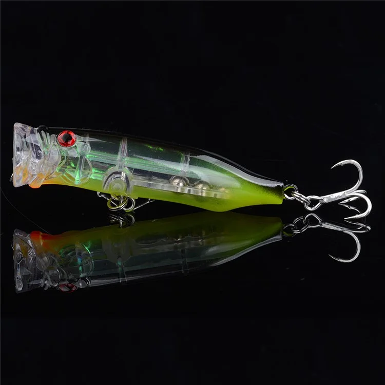 Leurre de pêche Crankbait artificiel P0066 de 7 cm et 9 g, avec popper laser et hameçons triples - Modèle 4
