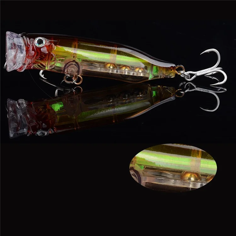 Leurre de pêche Crankbait artificiel P0066 de 7 cm et 9 g, avec popper laser et hameçons triples - Modèle 4