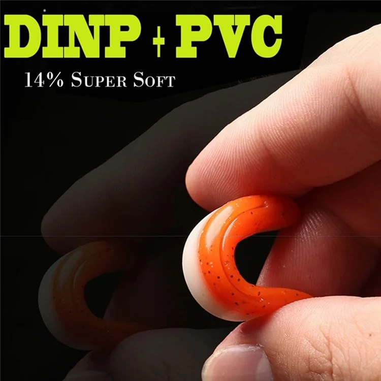 15 pezzi da 35 mm 0,3 g esca artificiale in PVC liscia a coda a T morbida per pesca - Arancione / Bianco
