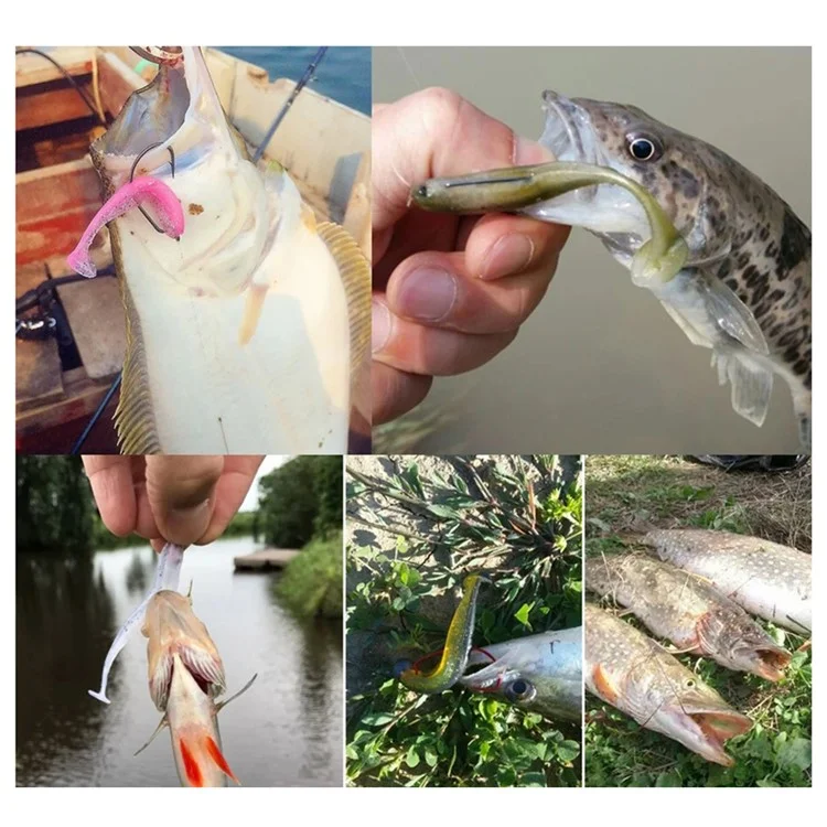 15 pezzi da 35 mm 0,3 g esca artificiale in PVC liscia a coda a T morbida per pesca - Arancione / Bianco