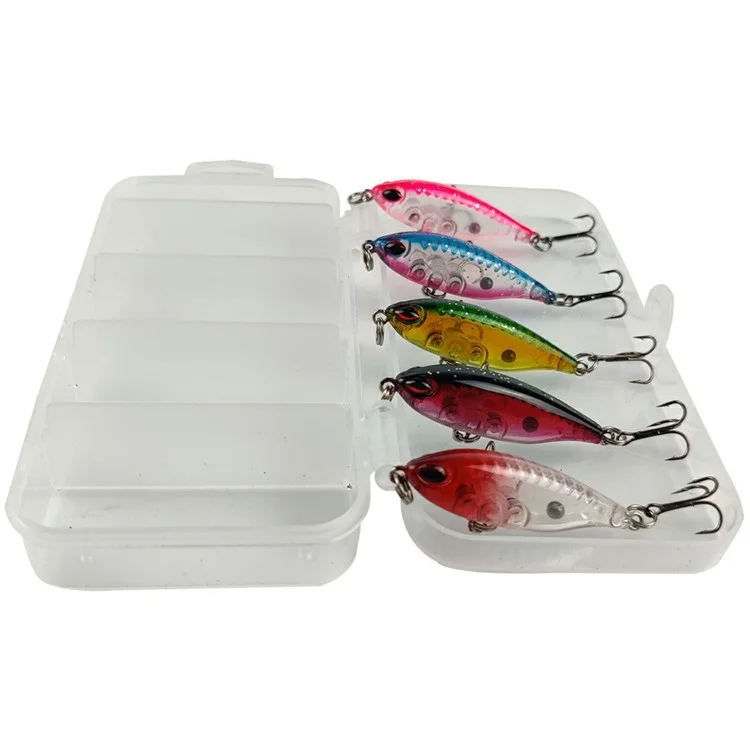 EASYBASS 504 5 cebos de pesca de agua dulce y de mar, flotantes, tipo minnow, de cebo duro con sonaja
