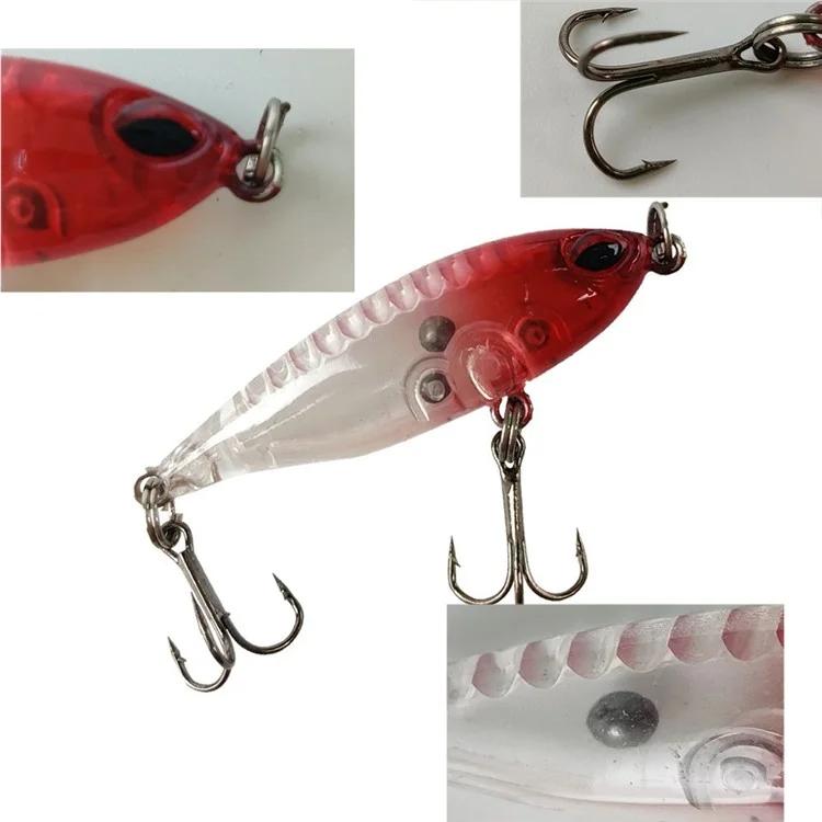 EASYBASS 504 5 cebos de pesca de agua dulce y de mar, flotantes, tipo minnow, de cebo duro con sonaja