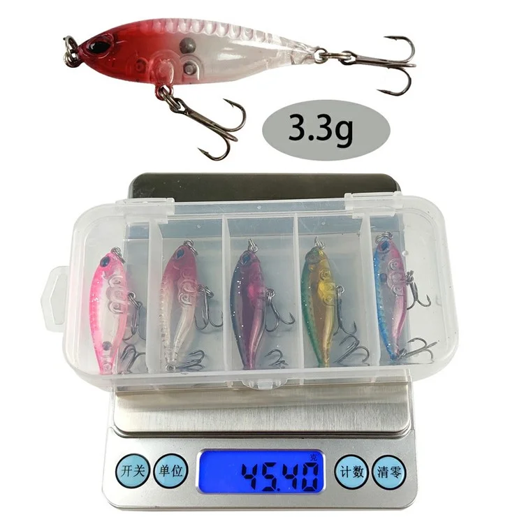 EASYBASS 504 5 cebos de pesca de agua dulce y de mar, flotantes, tipo minnow, de cebo duro con sonaja