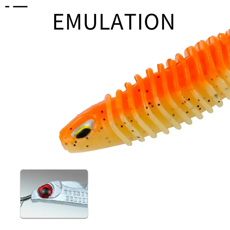 5 Angelköder 9,4 g Bass-Forellen-Weichköder T-Tail-Wurm mit 1 Bleigewicht Pailletten-Spinner-Haken - Schwarz + Gold
