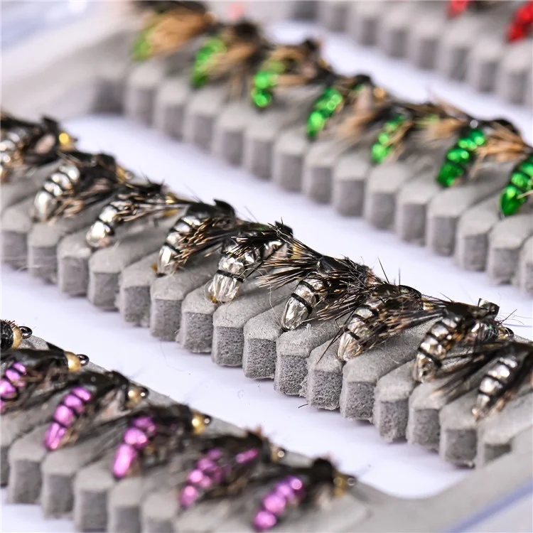 LEO 28254 50Pcs Fly Fishing Lures Kit Artificial Bait for Bass Trout Salmon Fishing Accessories - Insect