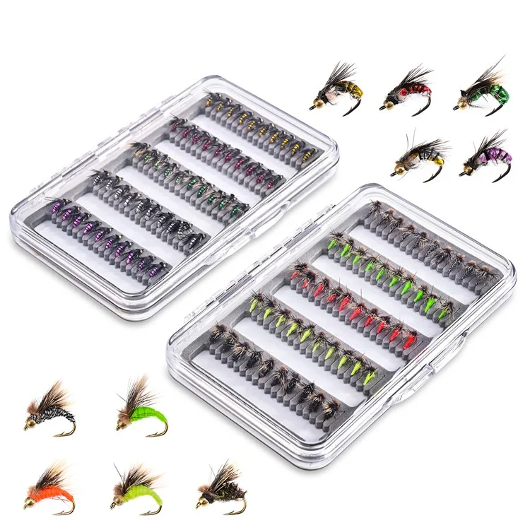 LEO 28254 50Pcs Fly Fishing Lures Kit Artificial Bait for Bass Trout Salmon Fishing Accessories - Insect