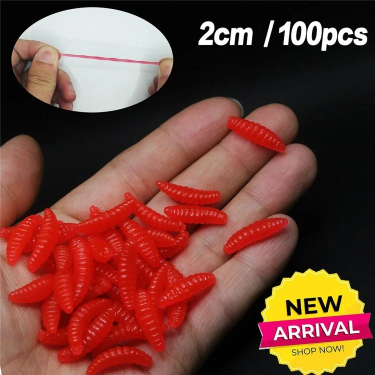 100Pcs Fishing Lures Bread Worms Soft Bait Set Luminous Artificial Maggots With 10 Hooks Storage Box