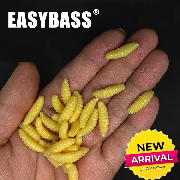 100Pcs Fishing Lures Bread Worms Soft Bait Set Luminous Artificial Maggots With 10 Hooks Storage Box