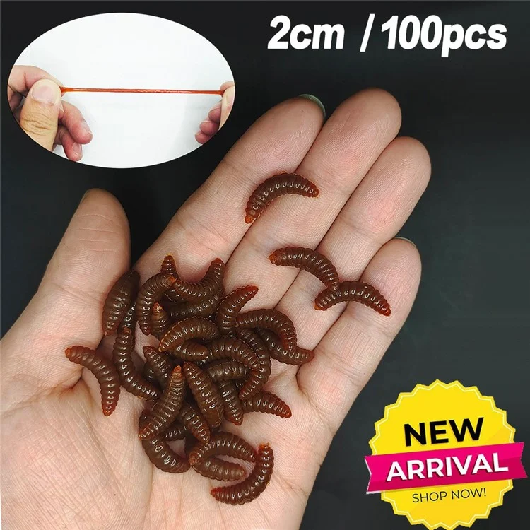 100Pcs Fishing Lures Bread Worms Soft Bait Set Luminous Artificial Maggots With 10 Hooks Storage Box