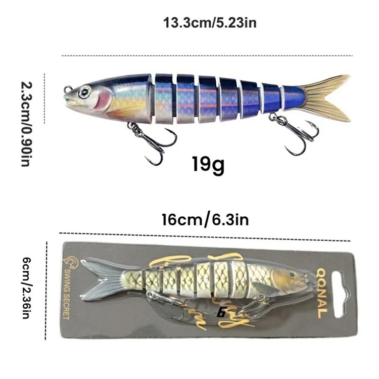 SUIKUAI 13,5 cm 19 g Esca da pesca affondante a 8 sezioni per acqua salata e dolce Minnow Esca artificiale - SK01